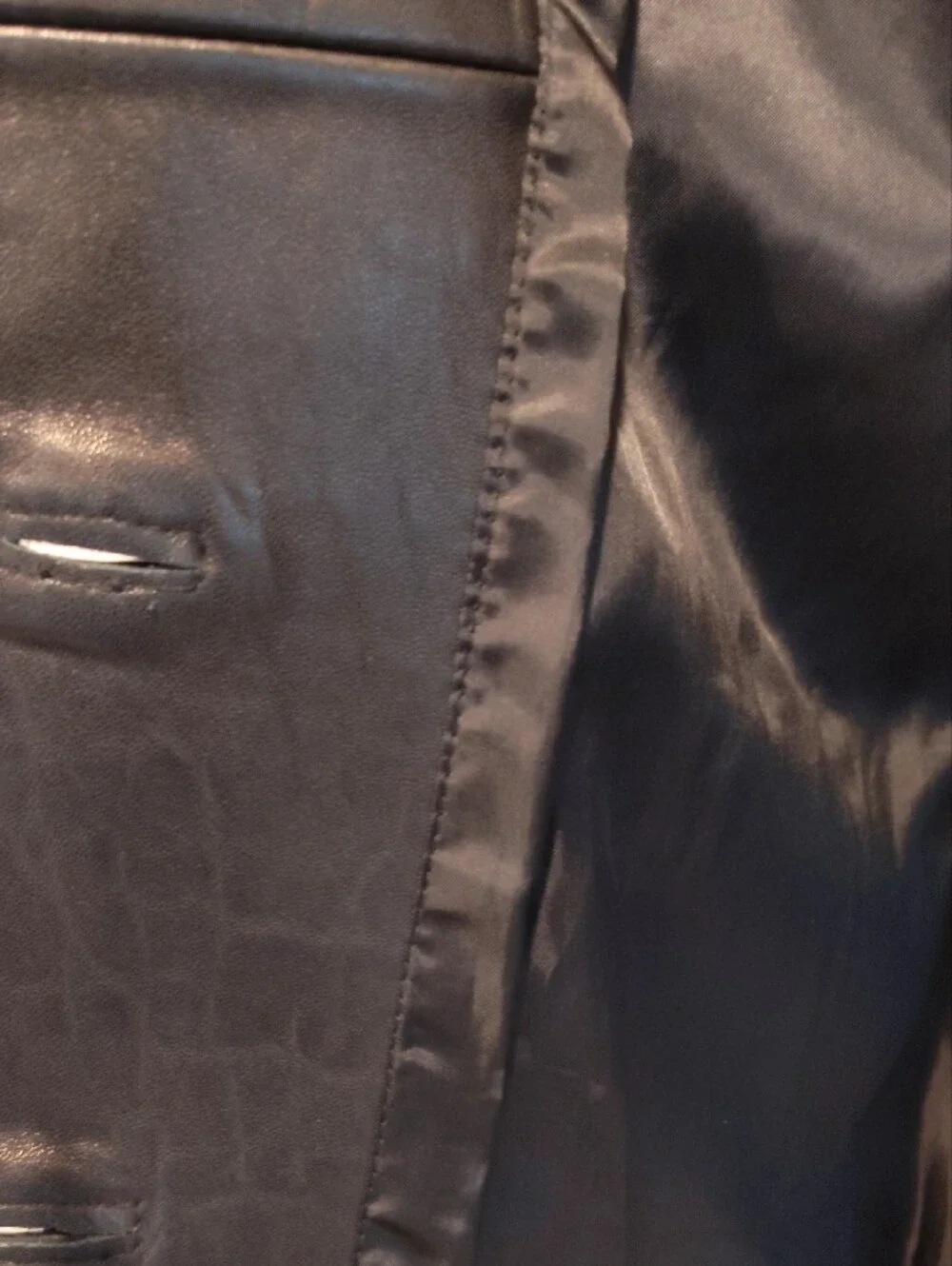 Women's Black Leather Button-Front Jacket Size 14